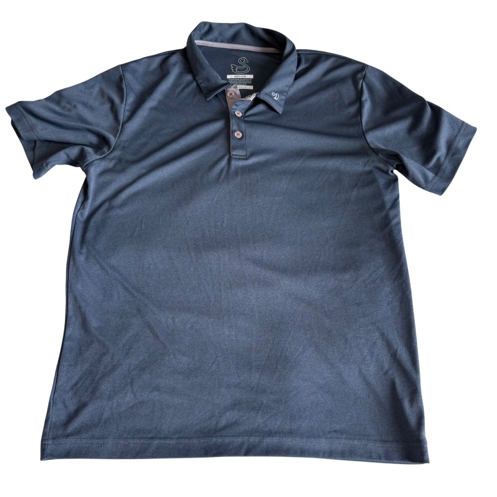 Swannies Mens Medium Navy Blue Performance Golf Polo Hastings Golf Club Shirt